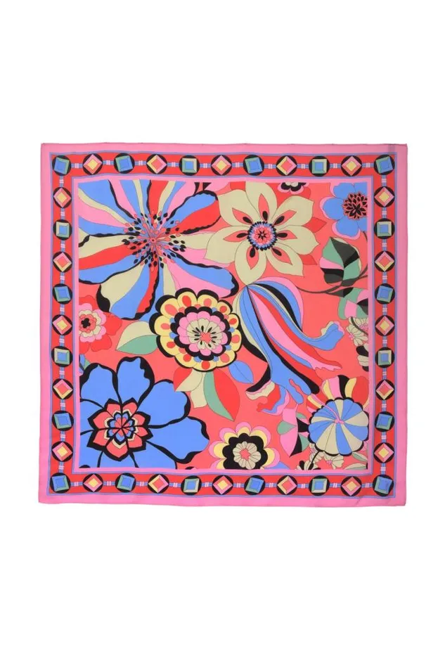 Rixo Scarves Women Menno Silk Scarf Miami Floral Tangerine