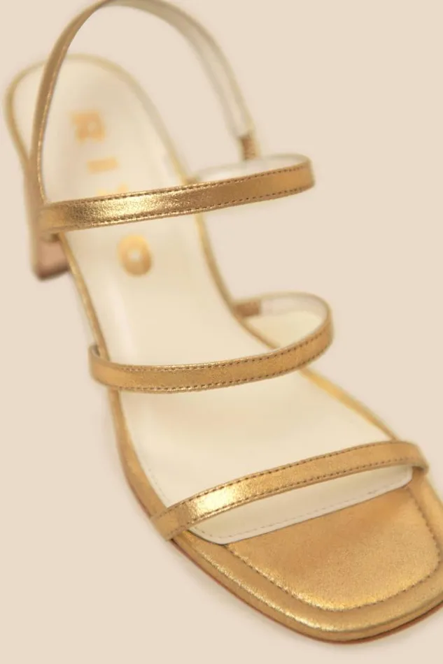 Rixo Shoes Women Ciervo Leather Sandals Gold