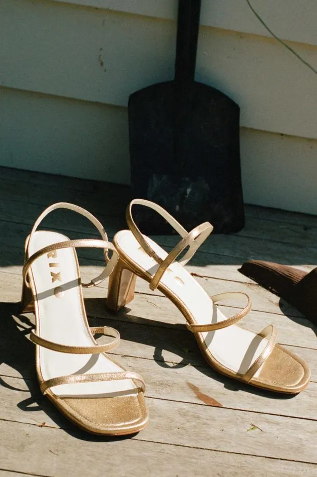 Rixo Shoes Women Ciervo Leather Sandals Gold