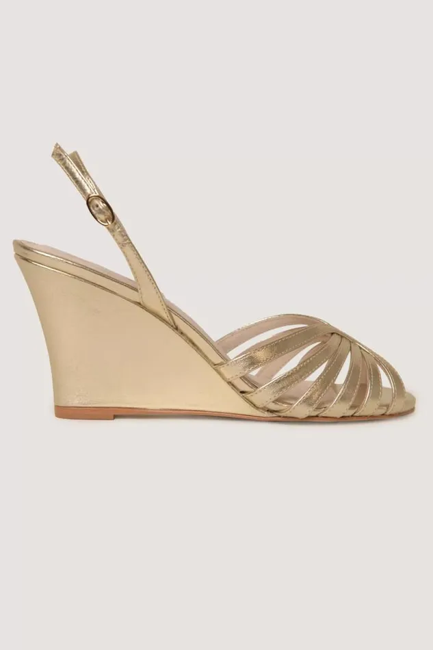 Rixo Shoes Women Enza Leather Wedges Gold