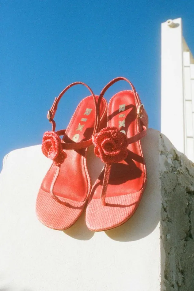 Rixo Shoes Women Kasey Raffia Sandals Red