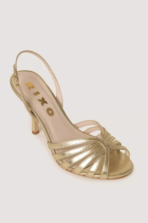 Rixo Shoes Women Mavi Leather Sandals Gold