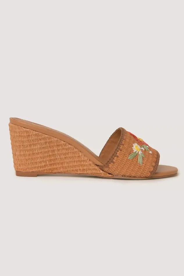 Rixo Shoes Women Vardi Raffia Wedges Cinnamon