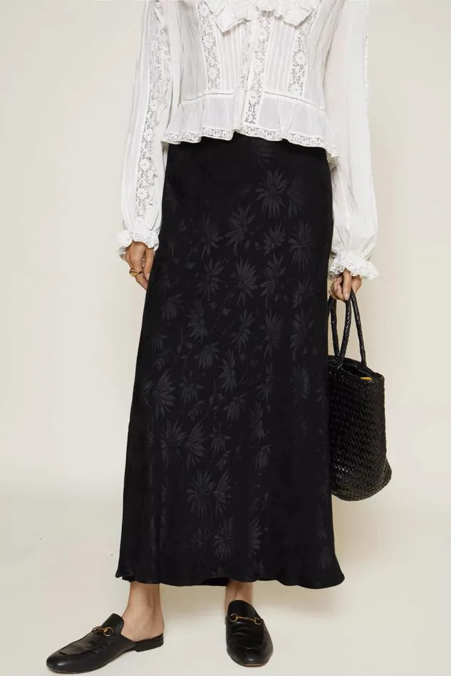 Rixo Skirts Women Ardith Midi Skirt Daisy Jacquard Black