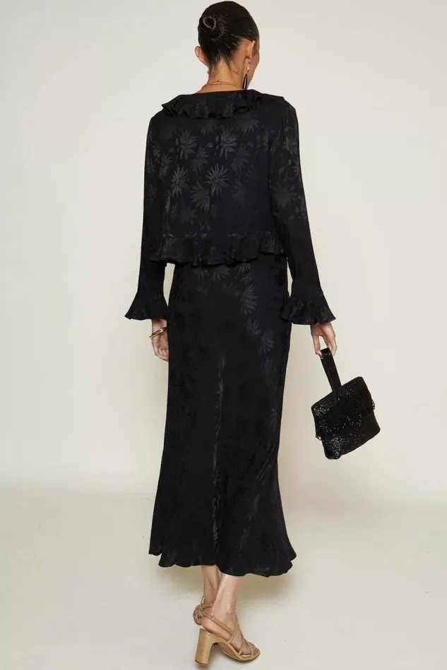 Rixo Skirts Women Ardith Midi Skirt Daisy Jacquard Black