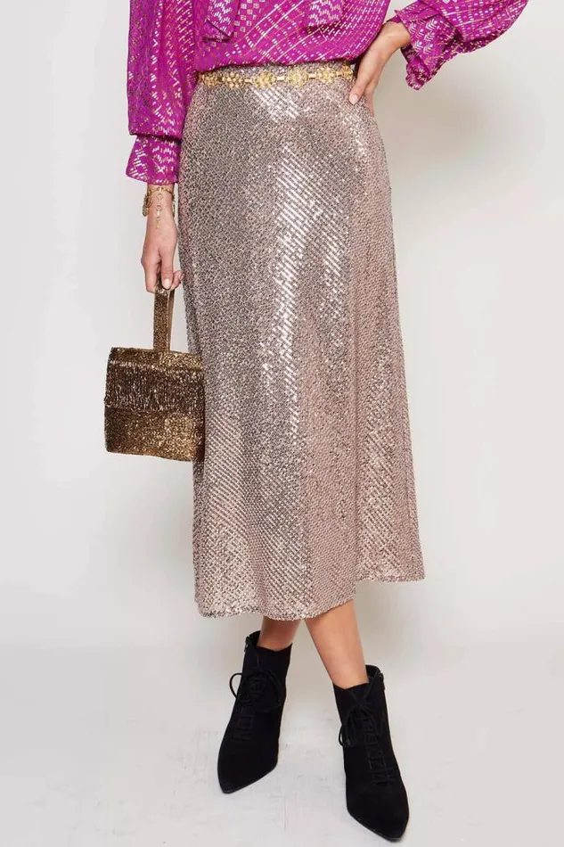 Rixo Skirts Women Ardith Midi Skirt Embellishment Gold
