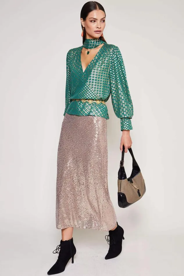 Rixo Skirts Women Ardith Midi Skirt Embellishment Gold