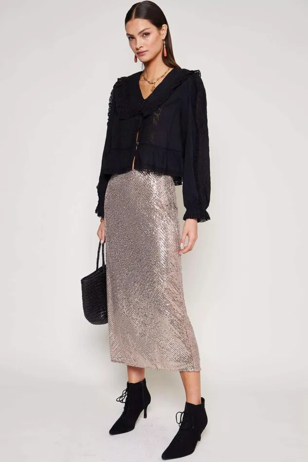 Rixo Skirts Women Ardith Midi Skirt Embellishment Gold