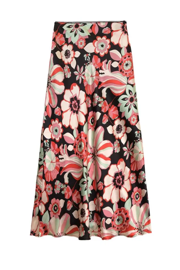 Rixo Skirts Women Ardith Silk Midi Skirt Parisian Daisy Multi