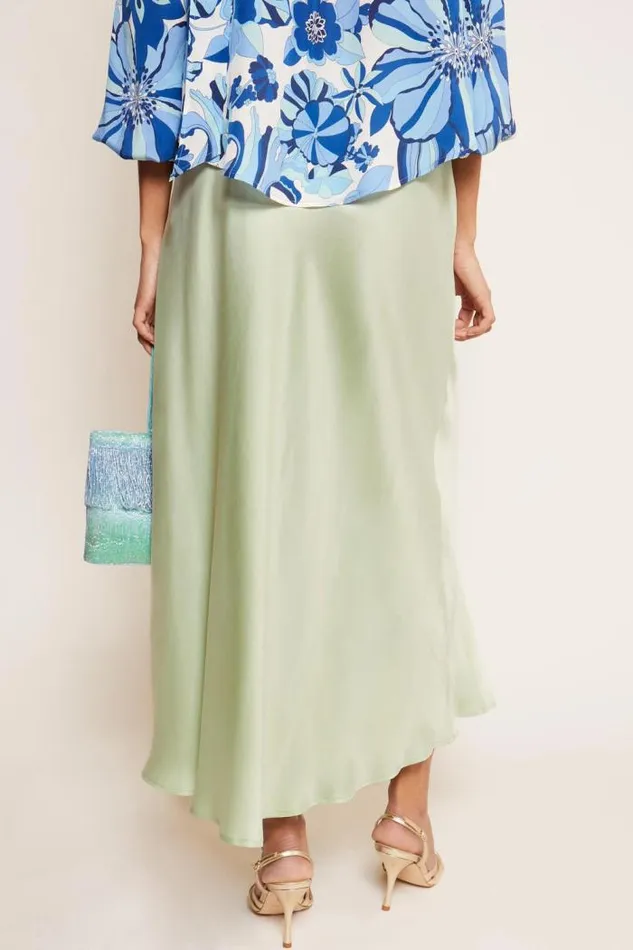 Rixo Skirts Women Ardith Silk Midi Skirt Pistachio