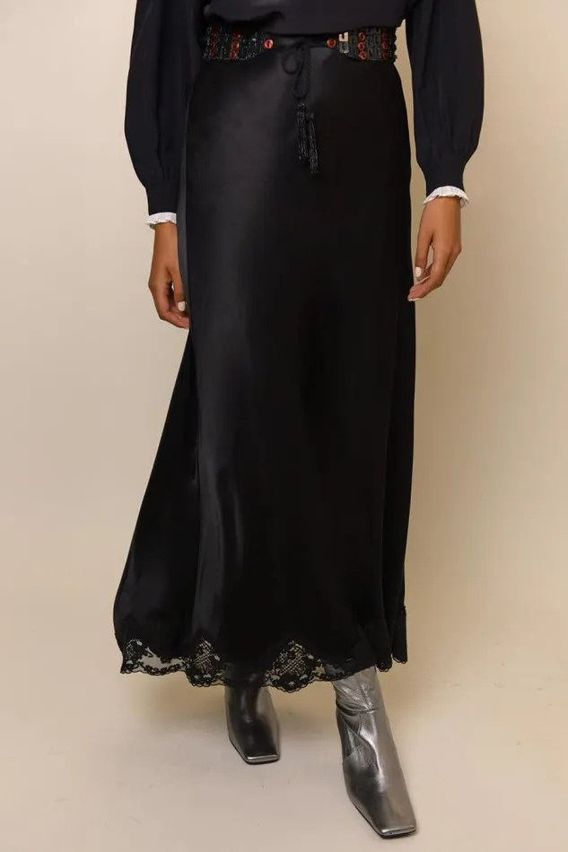 Rixo Skirts Women Crystal Midi Skirt Black