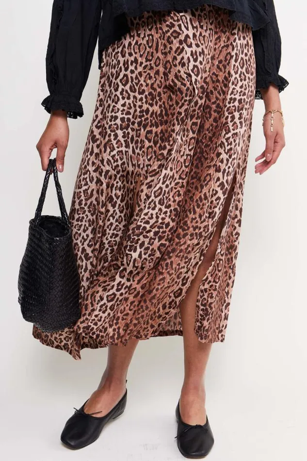 Rixo Skirts Women Georgia Silk Midi Skirt Leopard