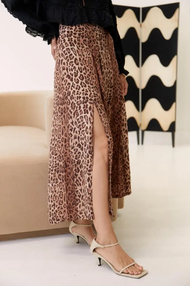 Rixo Skirts Women Georgia Silk Midi Skirt Leopard
