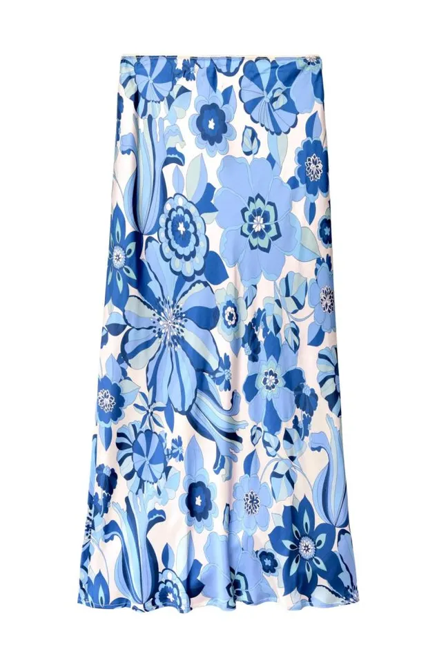 Rixo Skirts Women Kelly Satin Midi Skirt Miami Floral Ivory