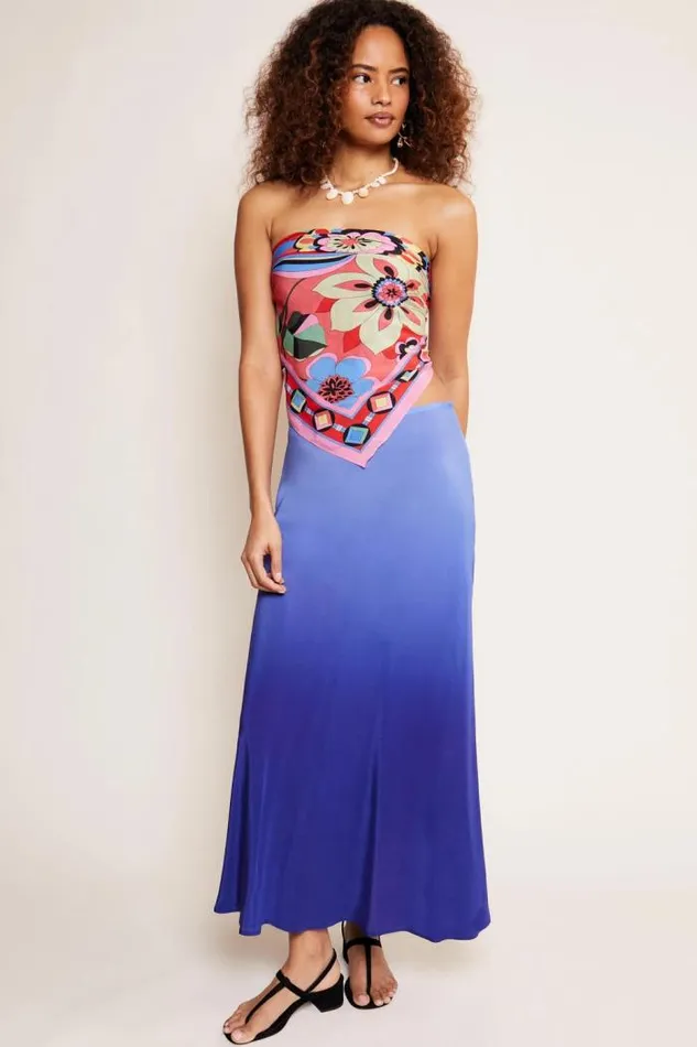 Rixo Skirts Women Kelly Silk Midi Skirt Ombre Blue