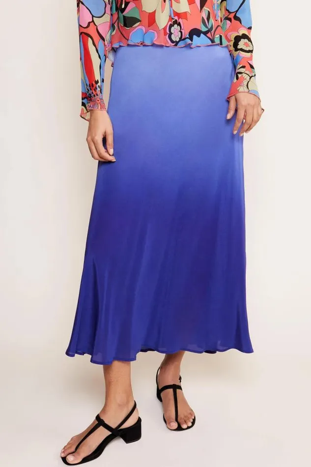 Rixo Skirts Women Kelly Silk Midi Skirt Ombre Blue