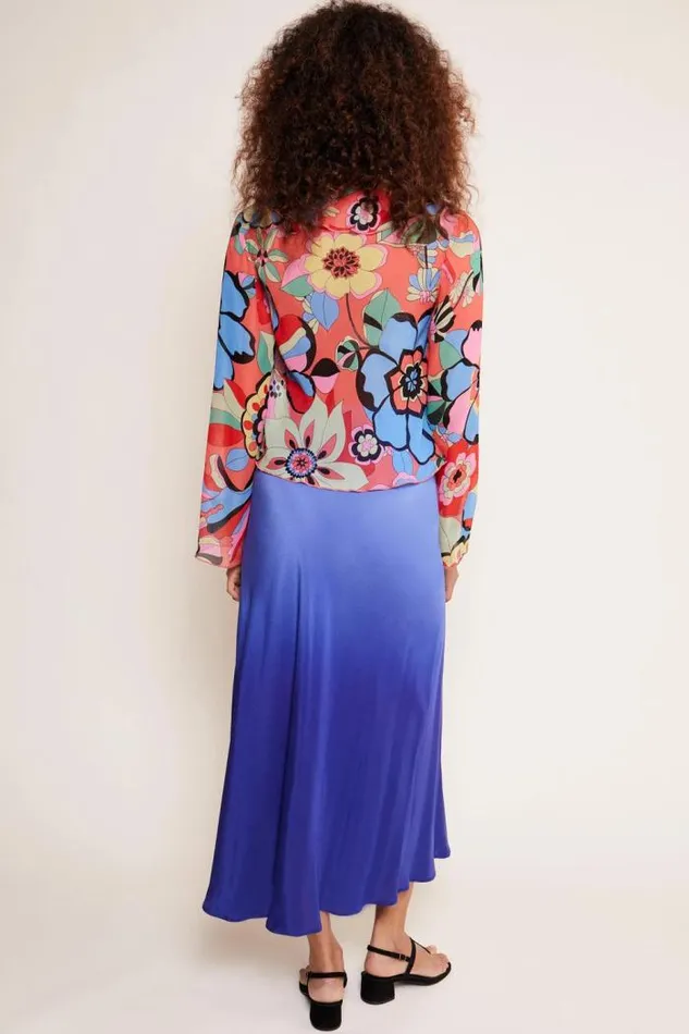 Rixo Skirts Women Kelly Silk Midi Skirt Ombre Blue