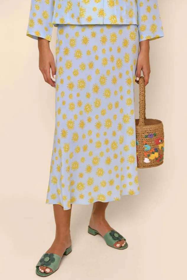 Rixo Skirts Women Kelly Silk Midi Skirt Sunshine Blue