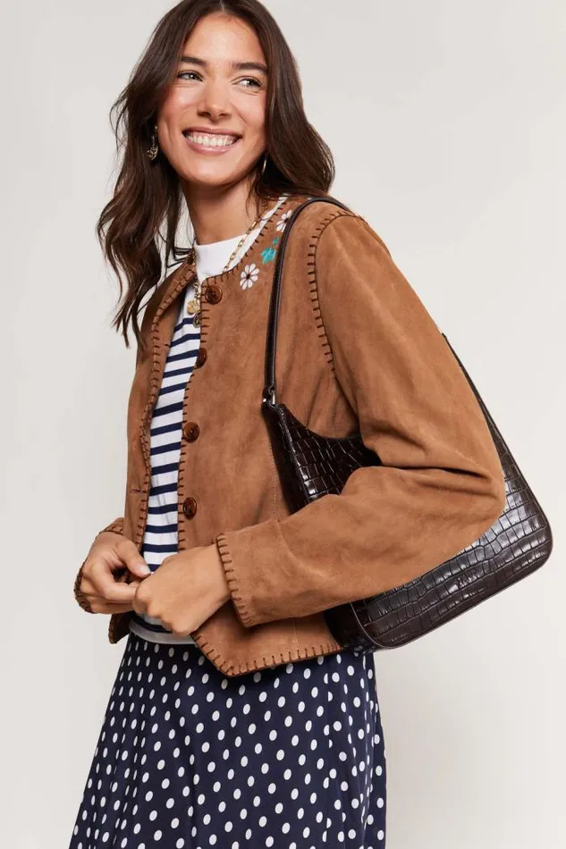 Rixo Staples Women Marianne Suede Jacket Tan