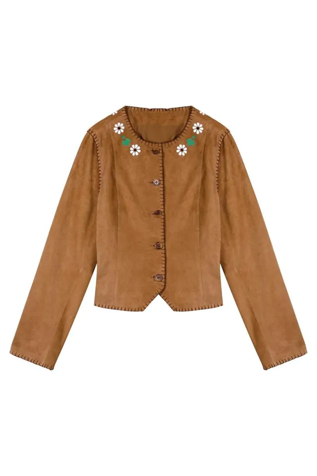 Rixo Staples Women Marianne Suede Jacket Tan