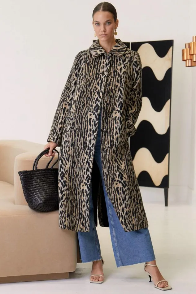 Rixo Staples Women Milly Leopard Coat Bohemia Leopard