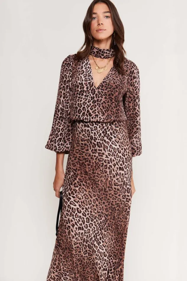Rixo Staples Women Moss Leopard Silk Blouse Leopard