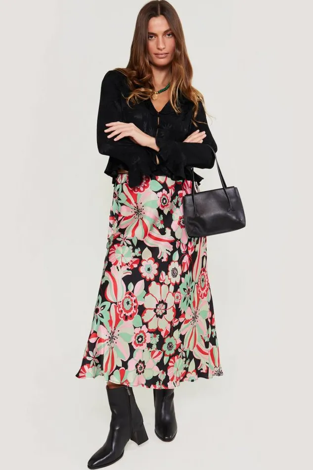 Rixo Tops Women Amaya Jacquard Top Daisy Jacquard Black