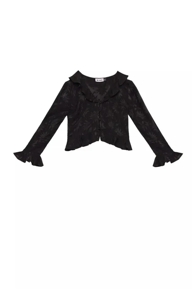 Rixo Tops Women Amaya Jacquard Top Daisy Jacquard Black