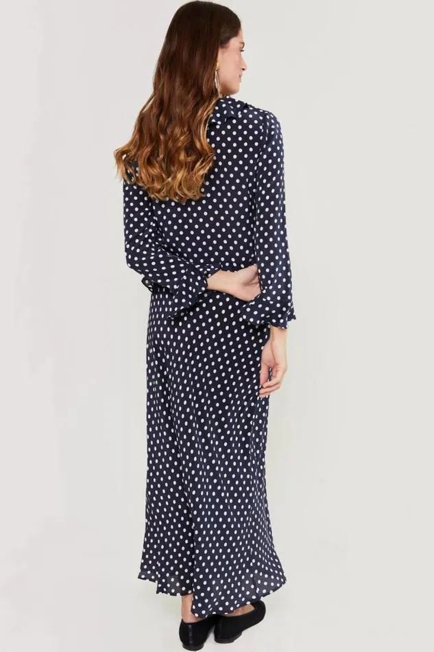Rixo Tops Women Amaya PolkaDot Silk Top Runway Spot Navy