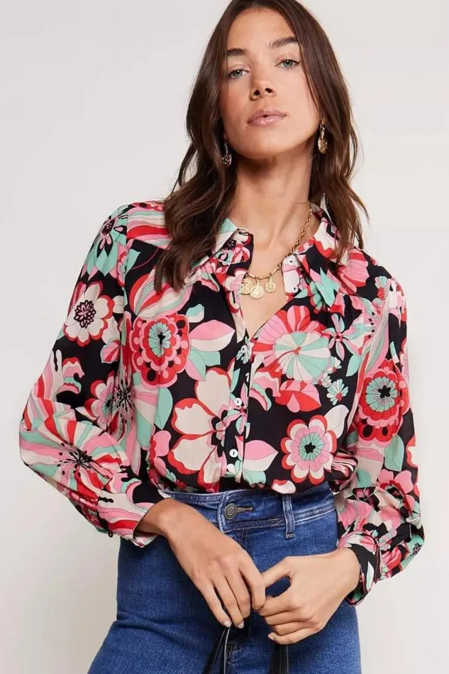 Rixo Tops Women Blake Cotton Shirt Parisian Daisy Multi