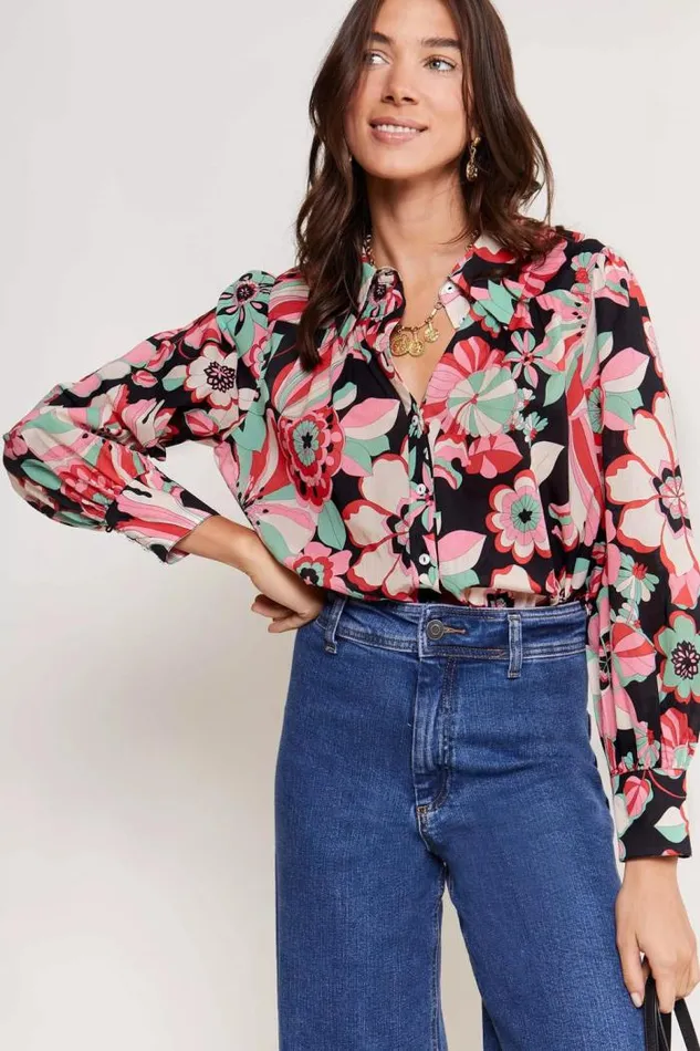 Rixo Tops Women Blake Cotton Shirt Parisian Daisy Multi