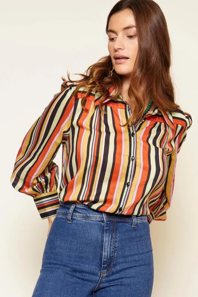 Rixo Tops Women Blake Cotton Shirt Sorento Stripe Multi