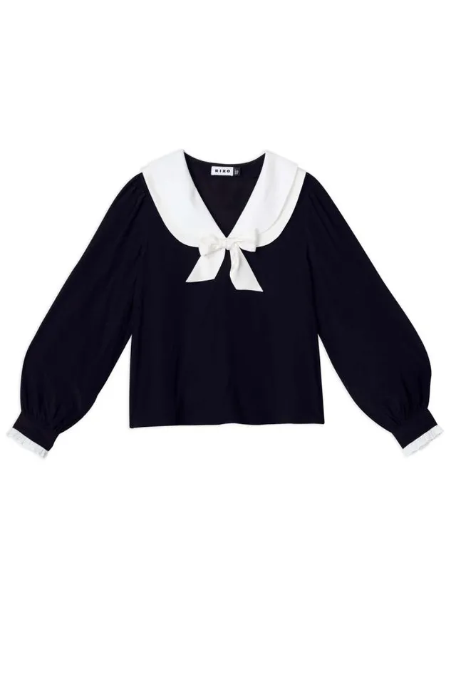 Rixo Tops Women Eimer Silk Top Navy