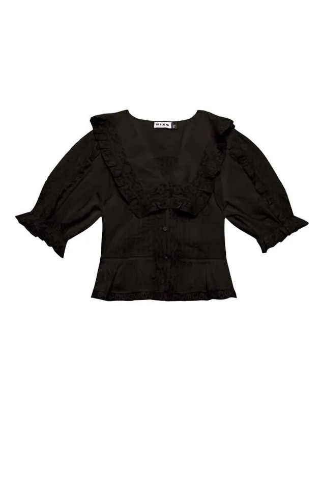 Rixo Tops Women Ellery Cotton Blouse Black