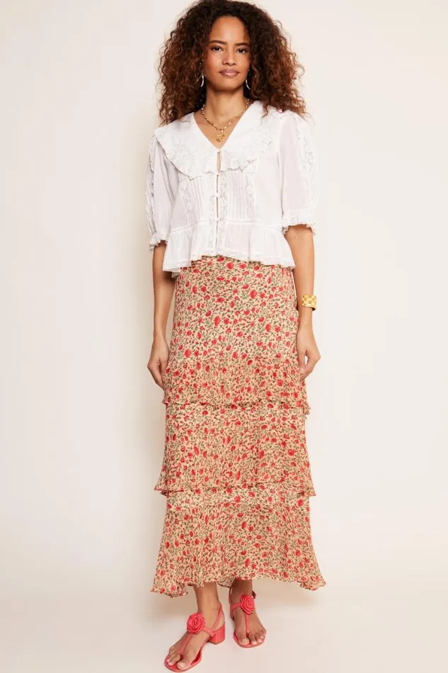 Rixo Tops Women Ellery Cotton Blouse White