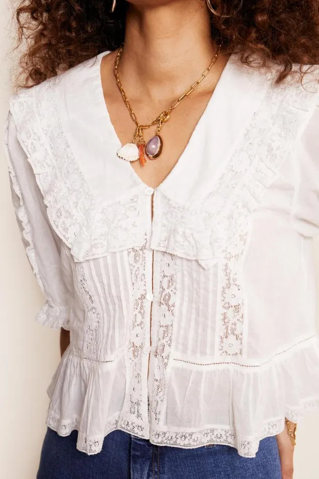 Rixo Tops Women Ellery Cotton Blouse White
