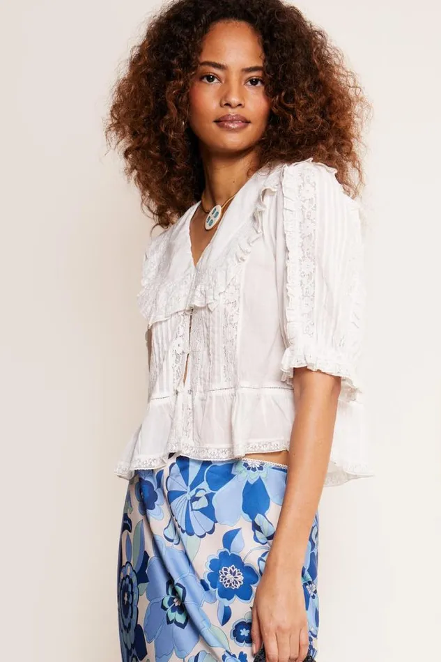 Rixo Tops Women Ellery Cotton Blouse White