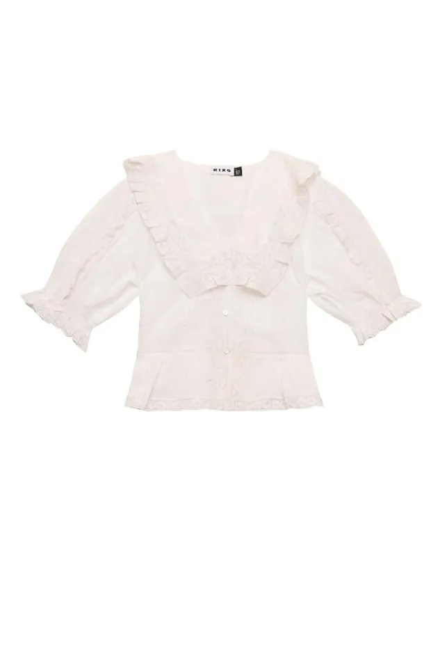 Rixo Tops Women Ellery Cotton Blouse White