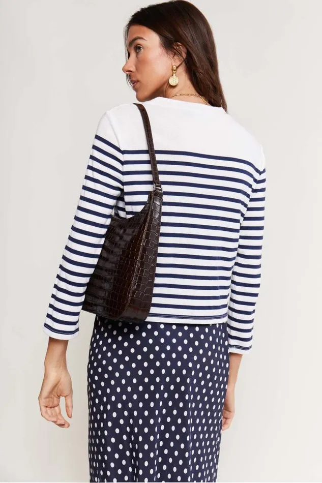 Rixo Tops Women Francesco Jersey Top Nautical Stripe Cream