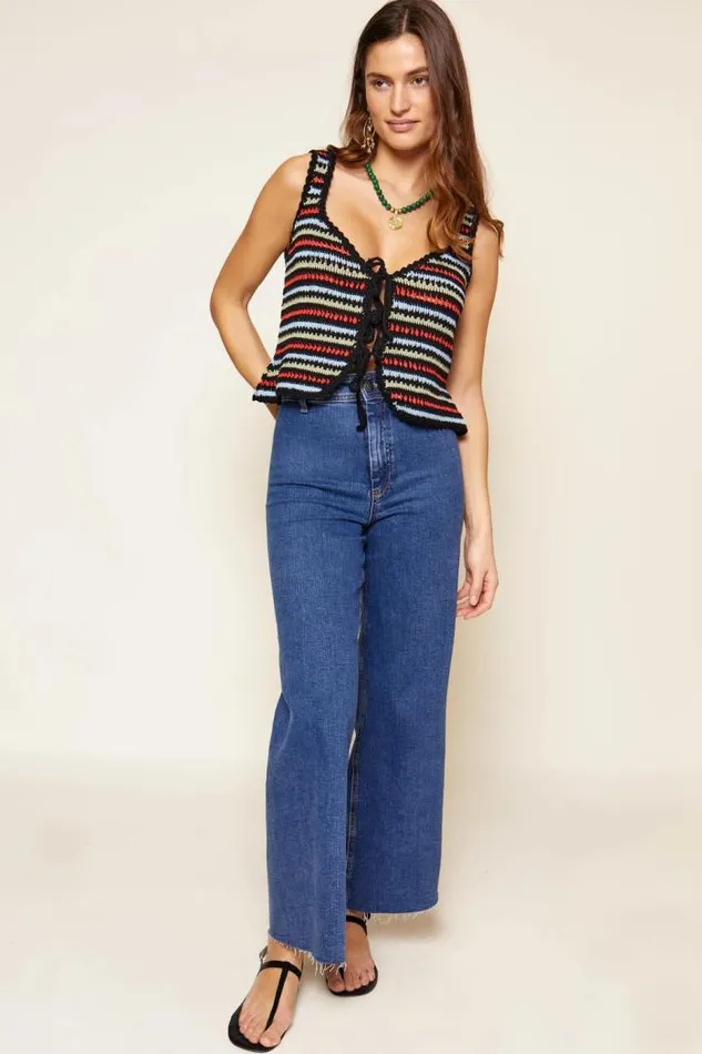Rixo Tops Women Lia Crocheted Top Byron Stripe Multi