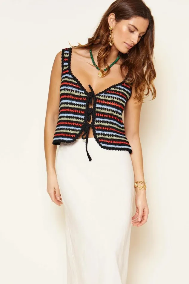 Rixo Tops Women Lia Crocheted Top Byron Stripe Multi