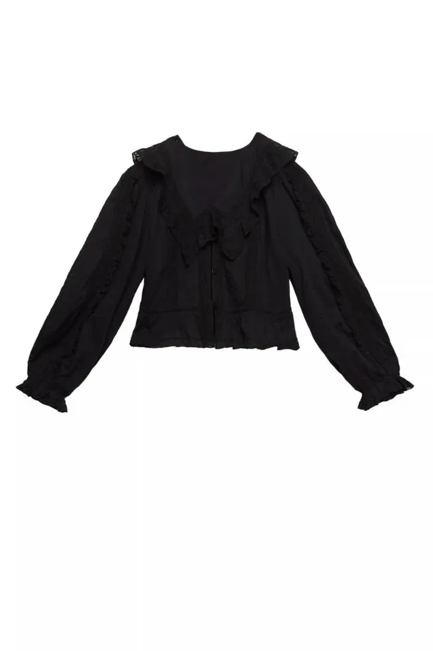 Rixo Tops Women Maribelle Cotton Blouse Black