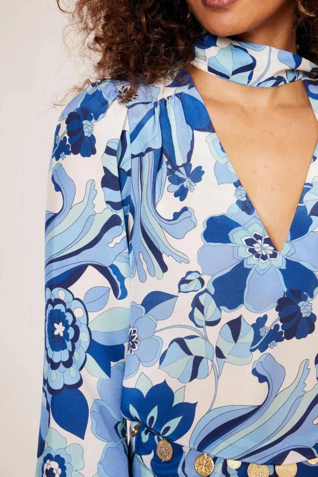 Rixo Tops Women Moss Silk Blouse Miami Floral Ivory