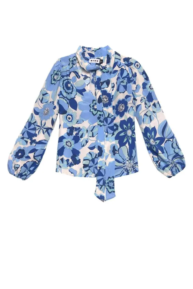 Rixo Tops Women Moss Silk Blouse Miami Floral Ivory