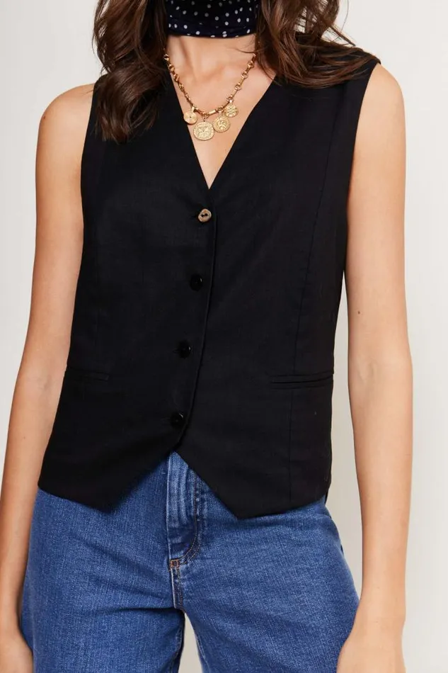 Rixo Tops Women Norah Waistcoat Black