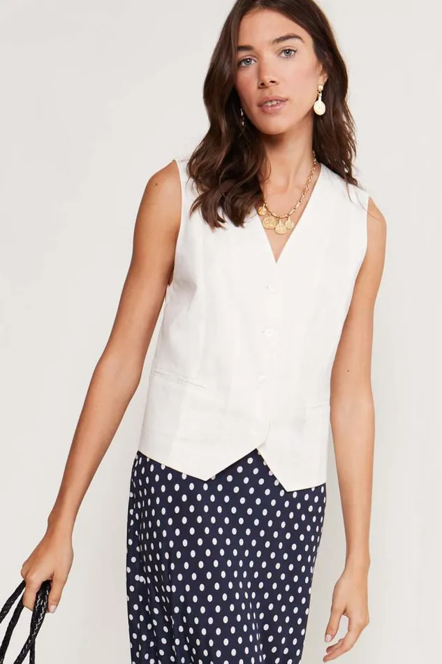 Rixo Tops Women Norah Waistcoat Cream