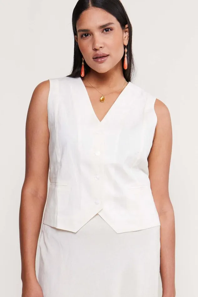 Rixo Tops Women Norah Waistcoat Cream