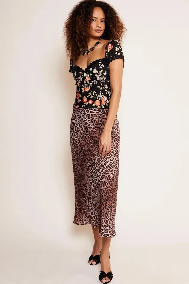 Rixo Tops Women Rosella LaceTrim Top Waterblossom Black