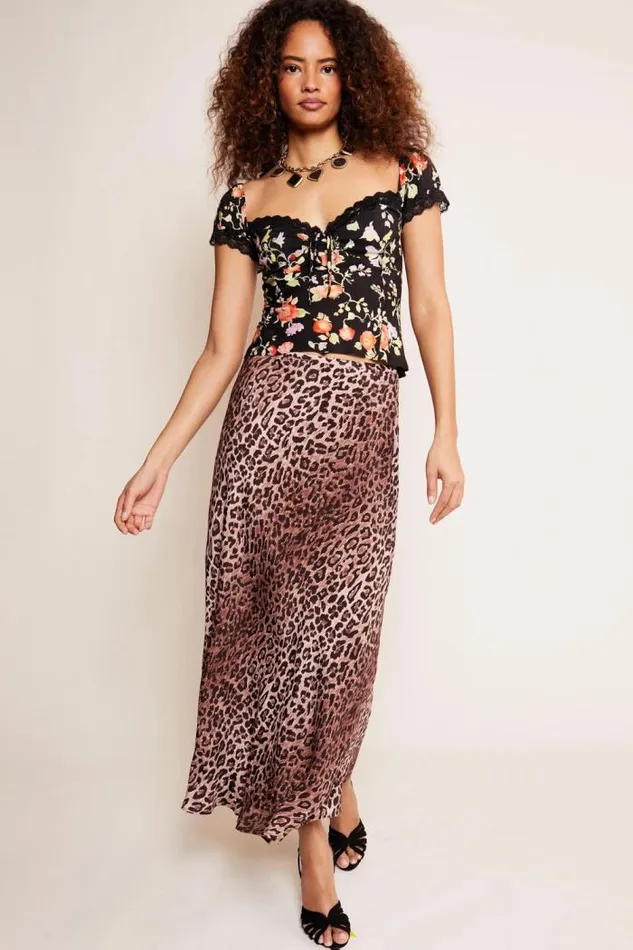 Rixo Tops Women Rosella LaceTrim Top Waterblossom Black