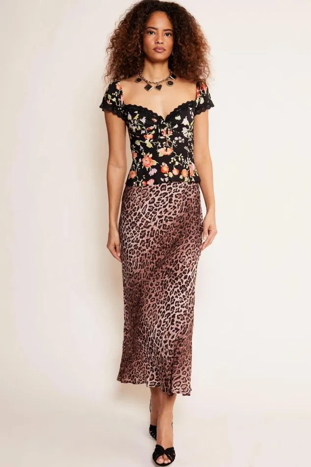Rixo Tops Women Rosella LaceTrim Top Waterblossom Black
